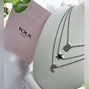 Nocturne triple necklace with silver, bear, moon and mixed 43CM